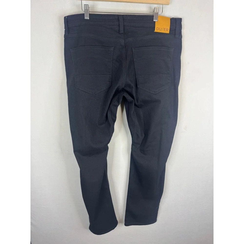 DU/ER L2X Relaxed Taper Performance Denim Jeans Black 36x32 COOLMAX